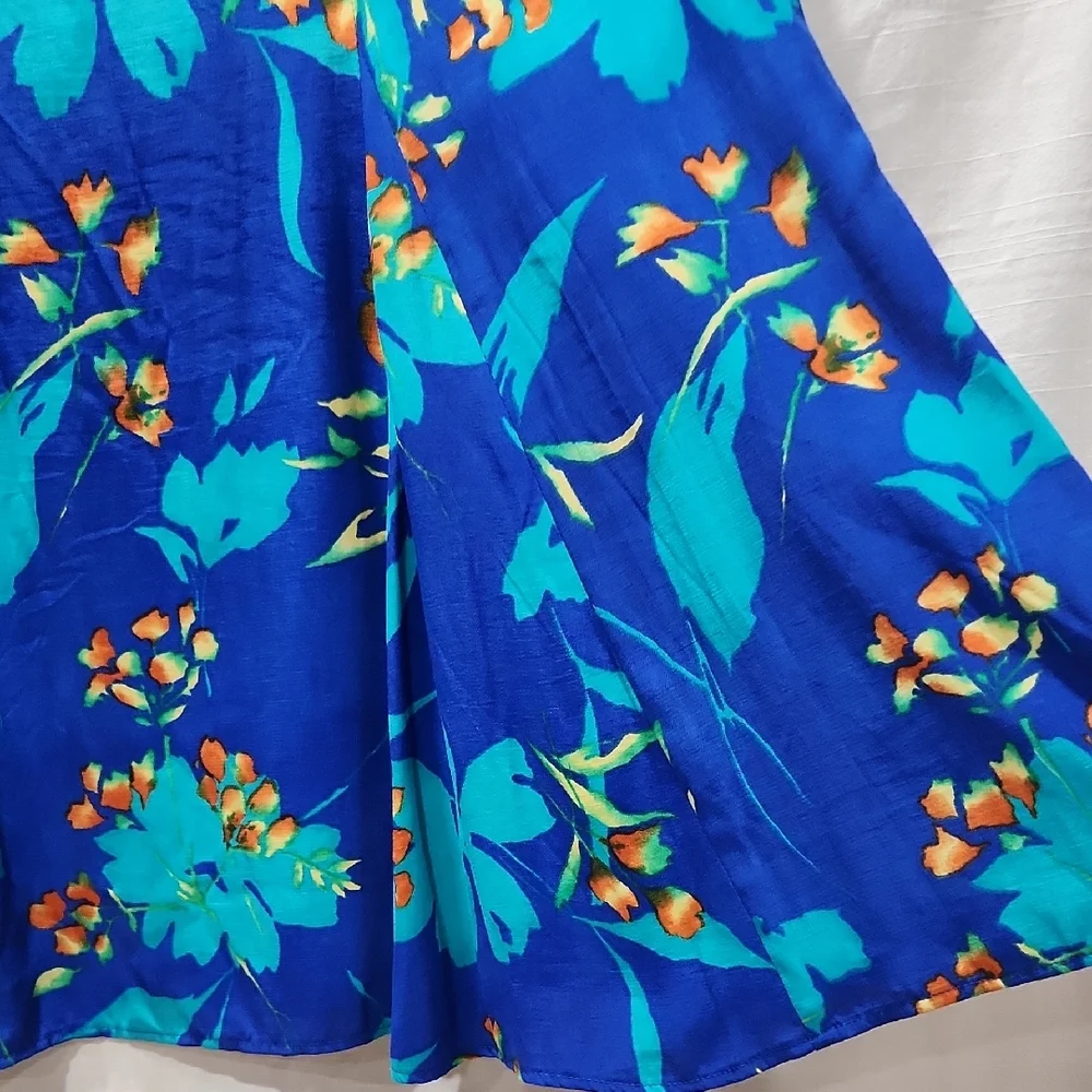 Coldwater Creek Vibrant Blue Floral Maxi Skirt